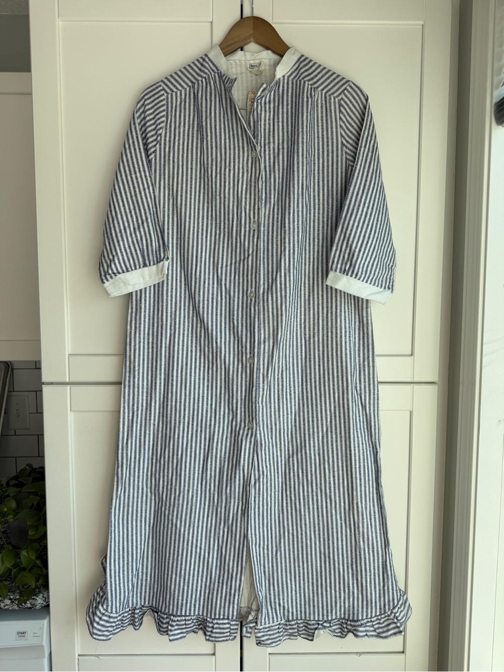 NWT Vintage Sears Blue Striped House Dress Size 12 Coastal Grandma Prairie